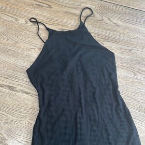 Black Ribbed Sleeveless Dress
